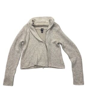 Eileen Fisher Shawl Collar Cardigan Sweater S Italian Yarn Cashmere Angora Beige